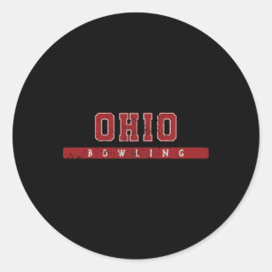 Ohio Bowling Red Vintage Text Classic Round Sticker
