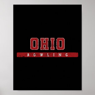 Ohio Bowling Red Vintage Text Poster
