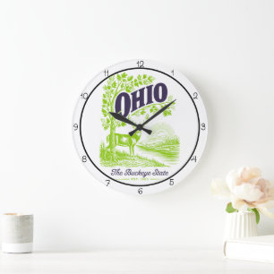 Ohio Buckeye State Deer Large Clock