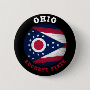OHIO BUCKEYE STATE FLAG 2 INCH ROUND BUTTON