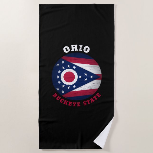 OHIO BUCKEYE STATE FLAG BEACH TOWEL (Front)
