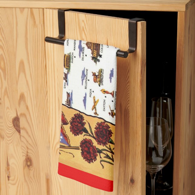  Ohio Buckeye State Postcard Kitchen Towel (Thirds Fold)