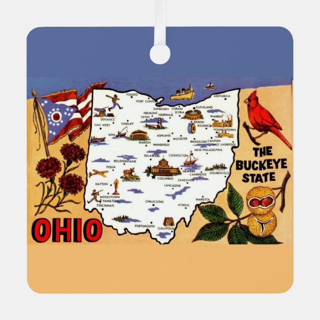  Ohio Buckeye State Postcard Ornament (Front)