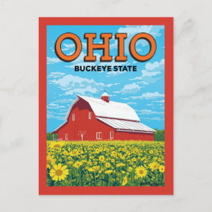 Ohio Buckeye State Vintage Barn Postcard