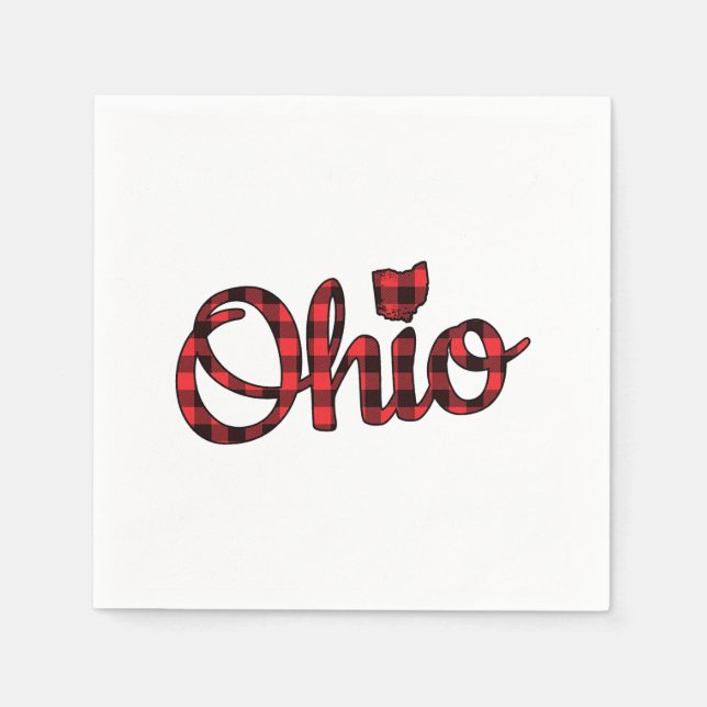 Ohio Buffalo Plaid Christmas Ohio Pride Buckeye St Napkin (Front)