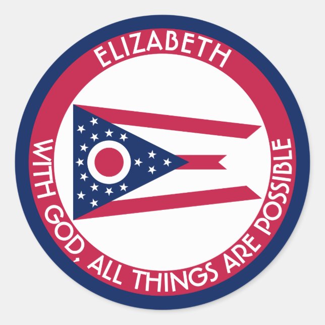 Ohio Burgee The Buckeye State Personalized Flag Classic Round Sticker (Front)