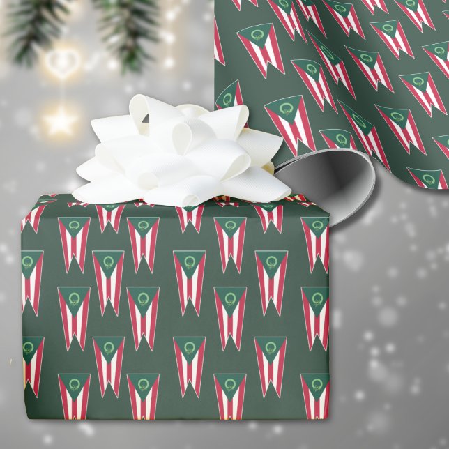 Ohio Christmas Buckeye State Flag Holiday Wrapping Wrapping Paper (Merry Christmas from Ohio! The state flag of Ohio has a festive makeover for this holiday paper.)