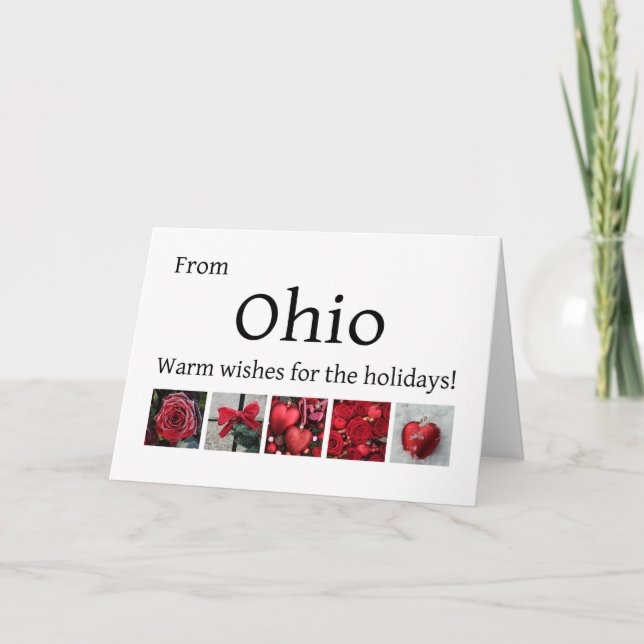Ohio  Christmas Card, state specific Holiday Card (Front)