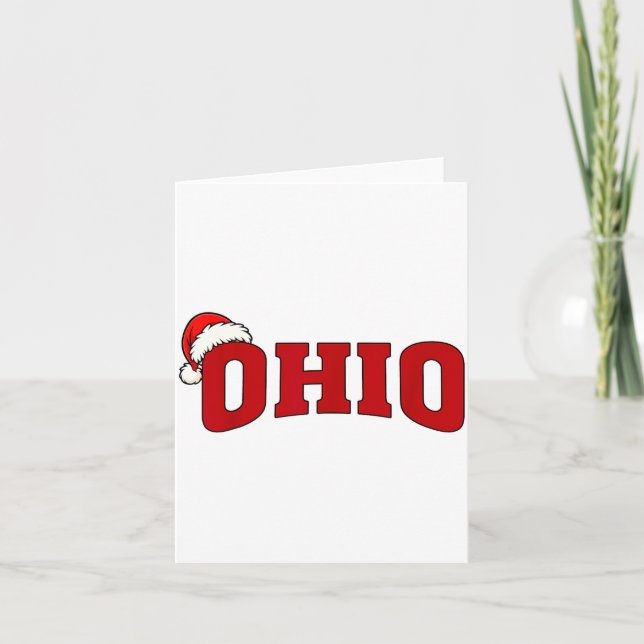 Ohio Christmas Santa Hat Retro Throwback Souvenir  Card (Front)