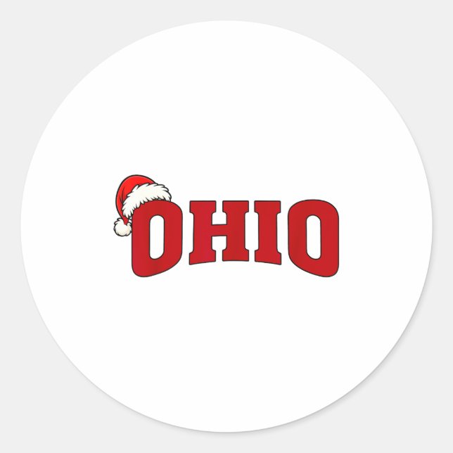 Ohio Christmas Santa Hat Retro Throwback Souvenir  Classic Round Sticker (Front)