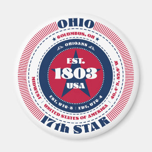Ohio Circle Typographie Souvenir Magnet