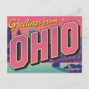 Ohio City Skyline Pop Art Postcard