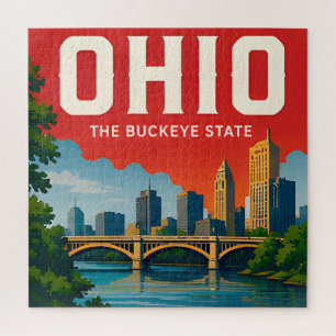 Ohio Cleveland Columbus Cincinnati Midwest Travel Jigsaw Puzzle