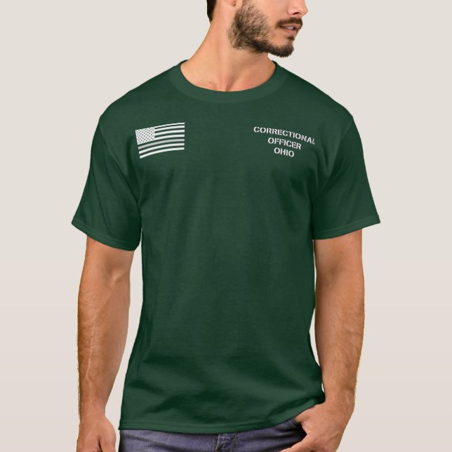 Ohio Correctional Officer Thin Grey Line Flag T-Shirt (Front)