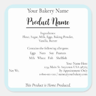Ohio Cottage Food Business Blue Baking Étiquette