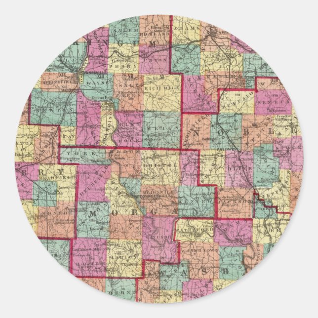 Ohio Counties Classic Round Sticker (Front)