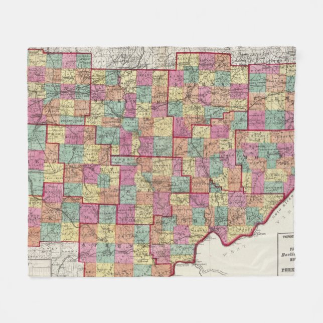 Ohio Counties Fleece Blanket (Front (Horizontal))