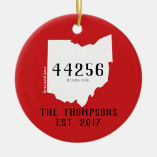 Ohio Custom Town Zip Christmas Ornament