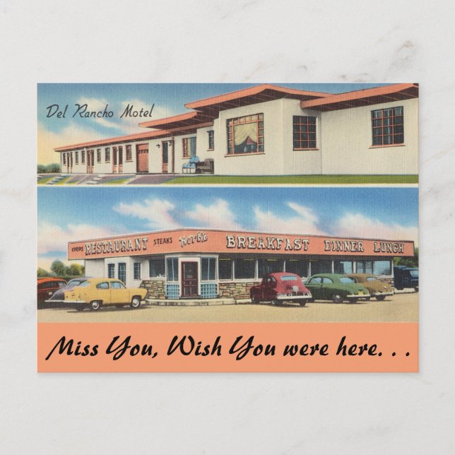 Ohio, Del Rancho Motel, Restaurant Postcard (Front)