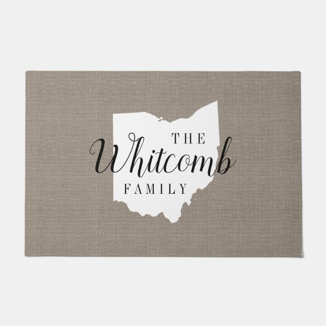 Ohio Family Monogram State Doormat (Front)