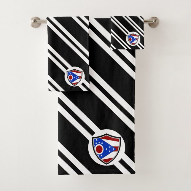 Ohio flag bath towel set (Insitu)