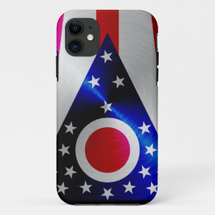 Ohio Flag; metal-look iPhone 5 Case