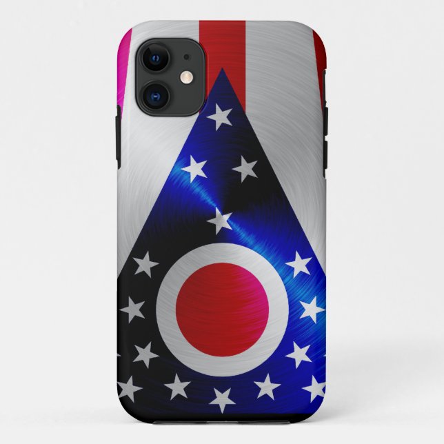 Ohio Flag; metal-look iPhone 5 Case (Back)