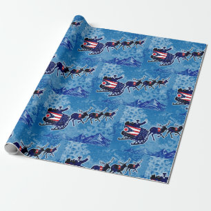 Ohio flag Santa sleigh Christmas wrap paper