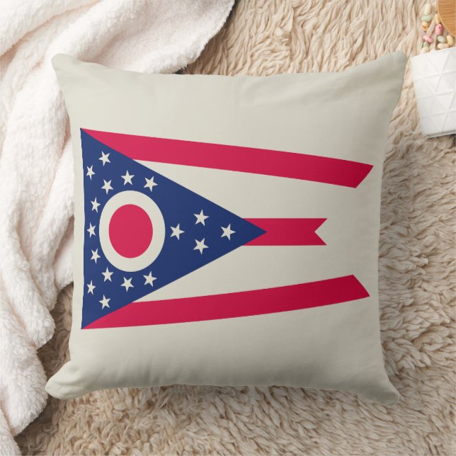 Ohio Flag: The Buckeye State Banner Throw Pillow (Blanket)