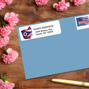 Ohio Flag with State Flower Carnation Custom