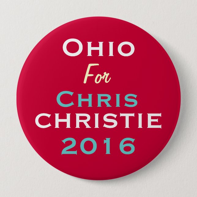 Ohio For Chris CHRISTIE 2016 Caampaign Button (Front)
