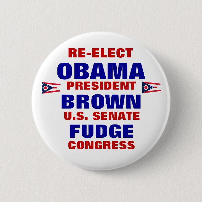 Ohio for Obama Brown Fudge 2 Inch Round Button (Front)