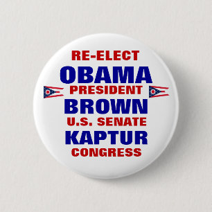 Ohio for Obama Brown Kaptur 2 Inch Round Button