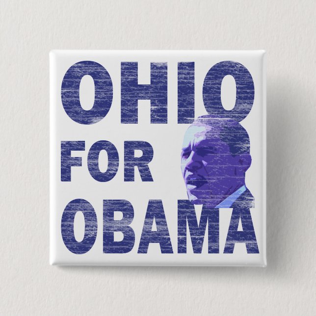 Ohio for Obama Square Pinback Button (Front)