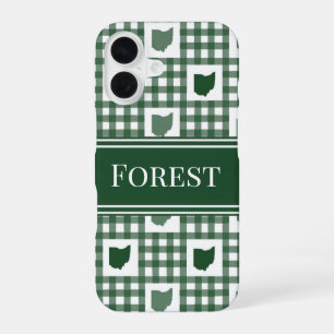 Ohio Green Gingham iPhone 16 Case