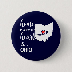Ohio home is where the heart is 2 inch round button