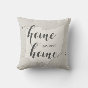Ohio - Home Sweet Home burlap-look Throw Pillow