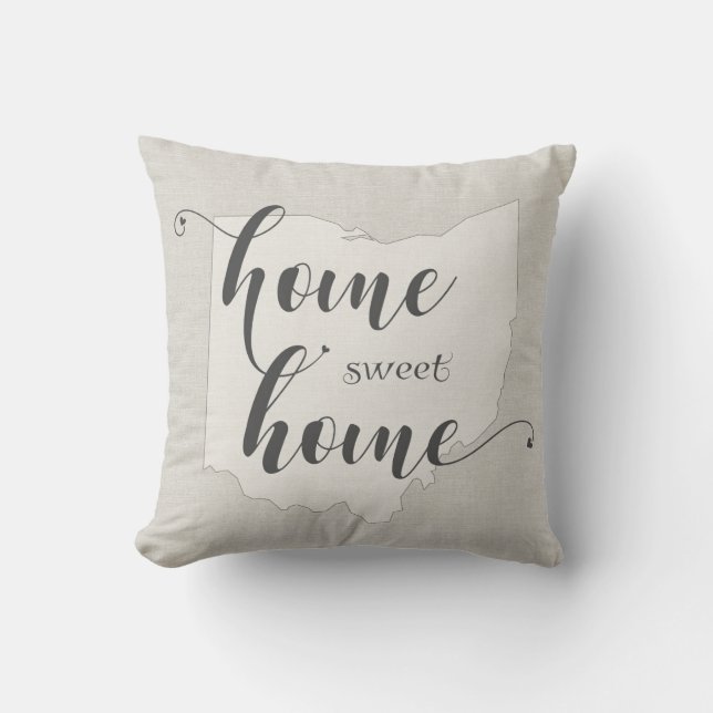 Ohio - Home Sweet Home burlap-look Throw Pillow (Front)