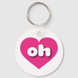 Ohio hot pink heart - I love oh Keychain