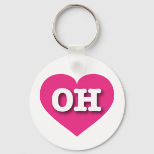 Ohio Hot Pink Heart - I love OH Keychain