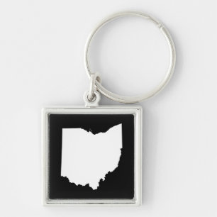 Ohio in White and Black Keychain