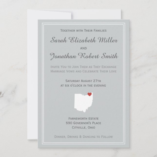 Ohio Love - Customizable Wedding Invitation (Front)