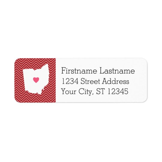 Ohio Map Home State Love with Optional Heart Return Address Label