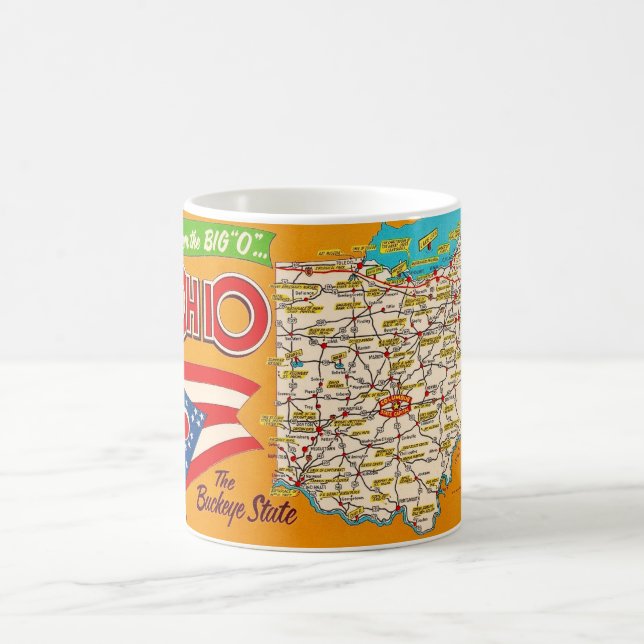  Ohio Map Orange Postcard Mug (Center)