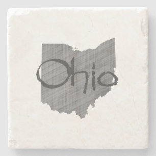 Ohio Map Shaped Vintage Gray Chalkboard Stone Coaster