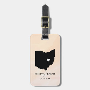 Ohio Map Wedding Luggage Tag, Custom Gift Luggage Tag