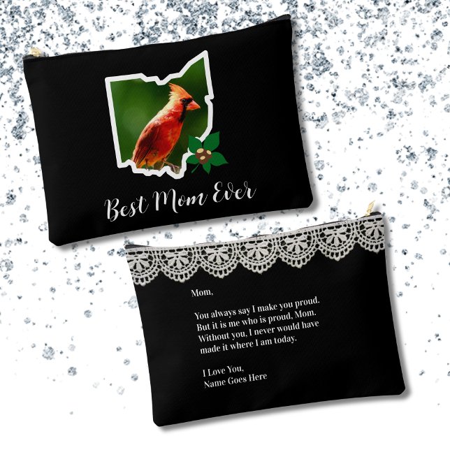 Ohio Mom Cardinal and Buckeyes Mother's Day Accessory Pouch (Creator Uploaded)