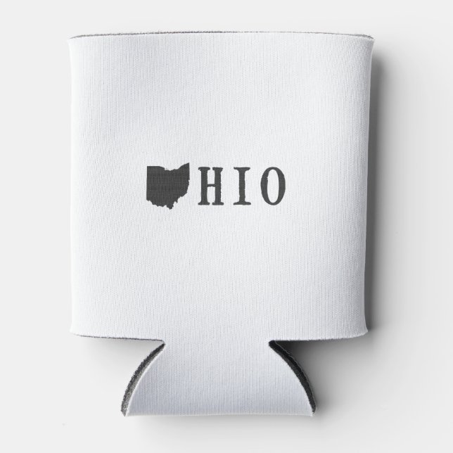 Ohio Name with State Shaped Letter Can Cooler (Front)