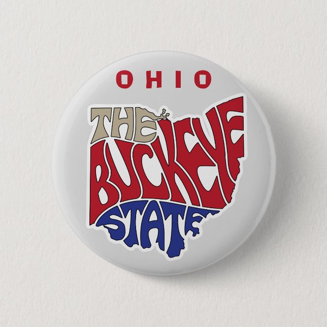 Ohio Nickname Word Art  2 Inch Round Button (Front)