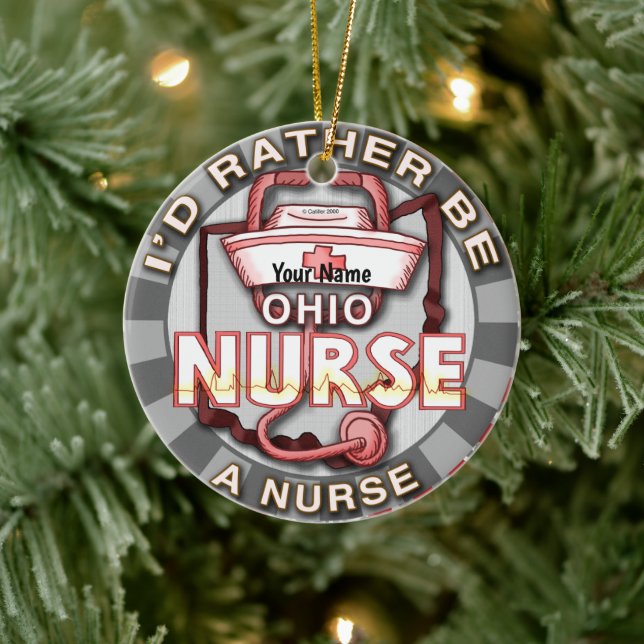 Ohio nurse  ceramic ornament (Tree)